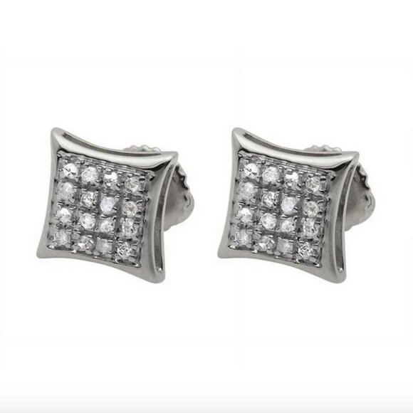 14k White Gold Pave Diamond Baguette Stud Earrings Avianne Trax NYC Mr Flawless - Picture 1 of 10